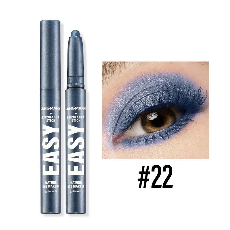 Smoky Dark Black Eyeshadow Pencil Stick Waterproof Pearlescent Matte Metallic Glitter Eye Shadow Highlighter Pen Make Up Tool Qme 22