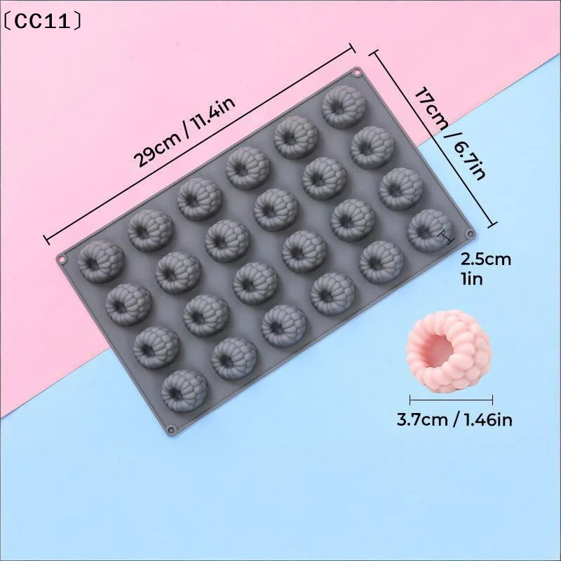 24-Cell Raspberry Design Food Grade Silicone Cake Mold Mousse Mould Qme