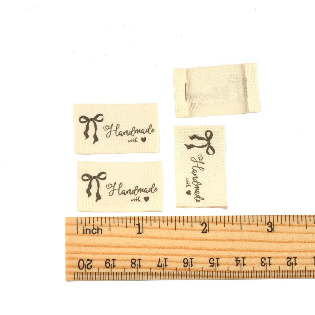 50pcs 19.5-44mm Random Mix Simple Beige Printed Labels For Clothing DIY Hats Bags Sewing Decorative Handmade Accessories C3782 Qme 1