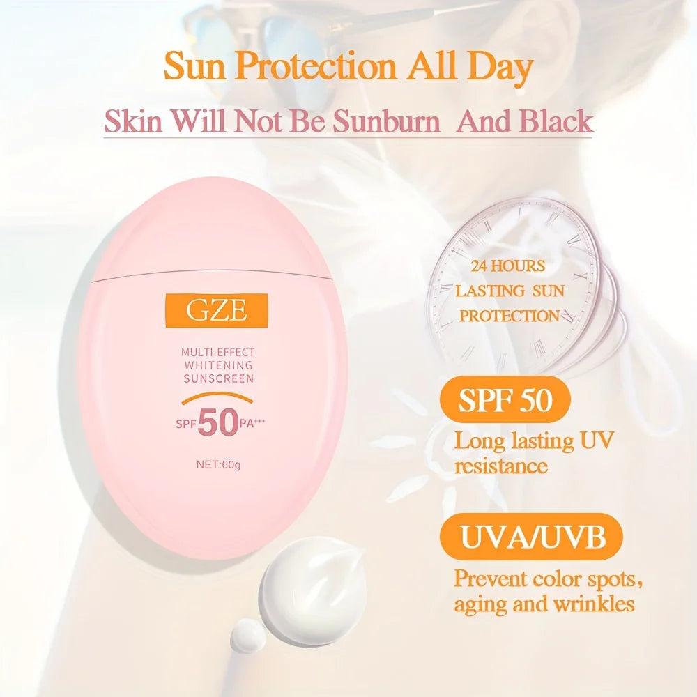 GZE MINERAL SUNSCREEN LOTION: SPF50 Broad Spectrum UVA UVB, Face Neck Protection, Sunburn Cream Zinc Oxide Sensitive Skin PA+++ Qme
