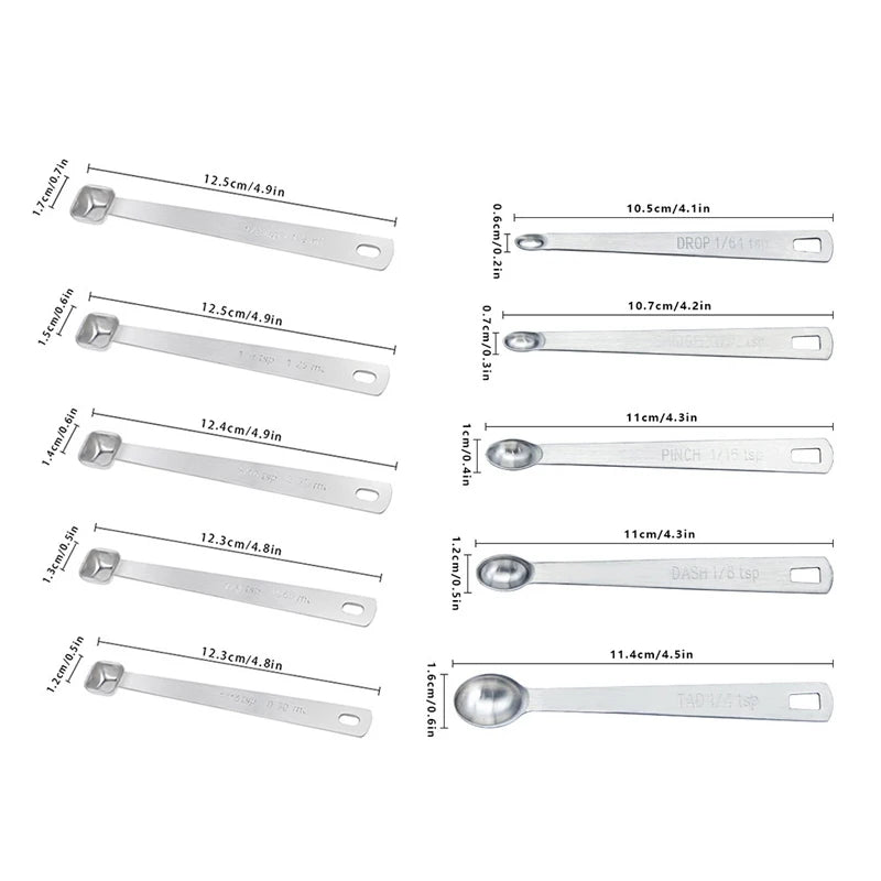 5Pcs/Set Stainless Steel Small Measuring Spoons Seasoning Dry And Liquid Ingredients Kitchen Accurate Cooking Gadgets. Qme