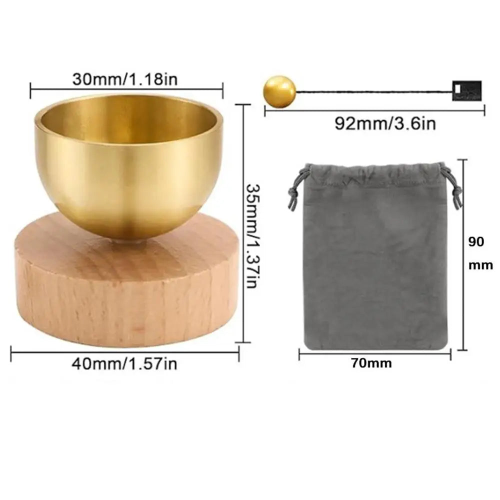 Singing Bowl Brass Spiritual Chimes Stress Relief Singing Bowl Set for Beginners Women Relaxation Yoga Chanting Mindfulness Qme as shown