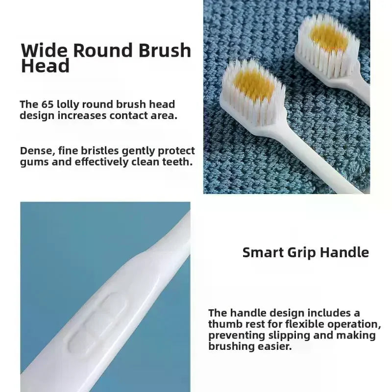 Soft Bristle Wide Head Toothbrushes Anti-slip Ergonomic Handle Home Qme