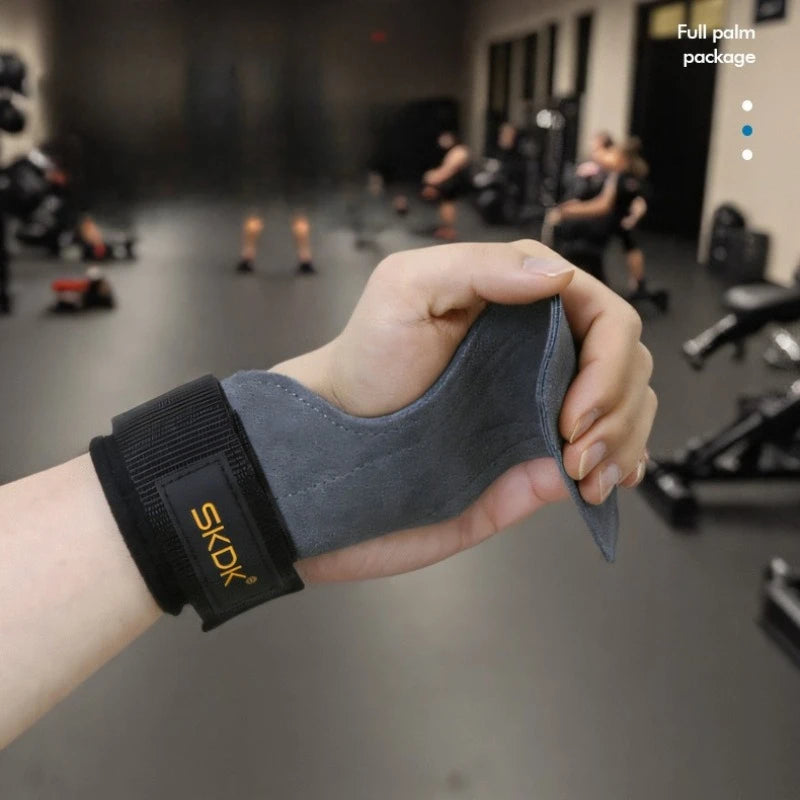 Cowhide Power Training Wrist Guards Palm Support Gym Strength Workout Qme