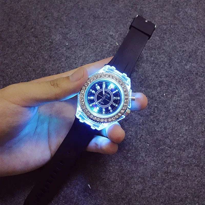 2026 Luminous Colorful LED Luminous Watch for Male and Female Students, Fluorescent Quartz Hand for Male and Female Students Qme
