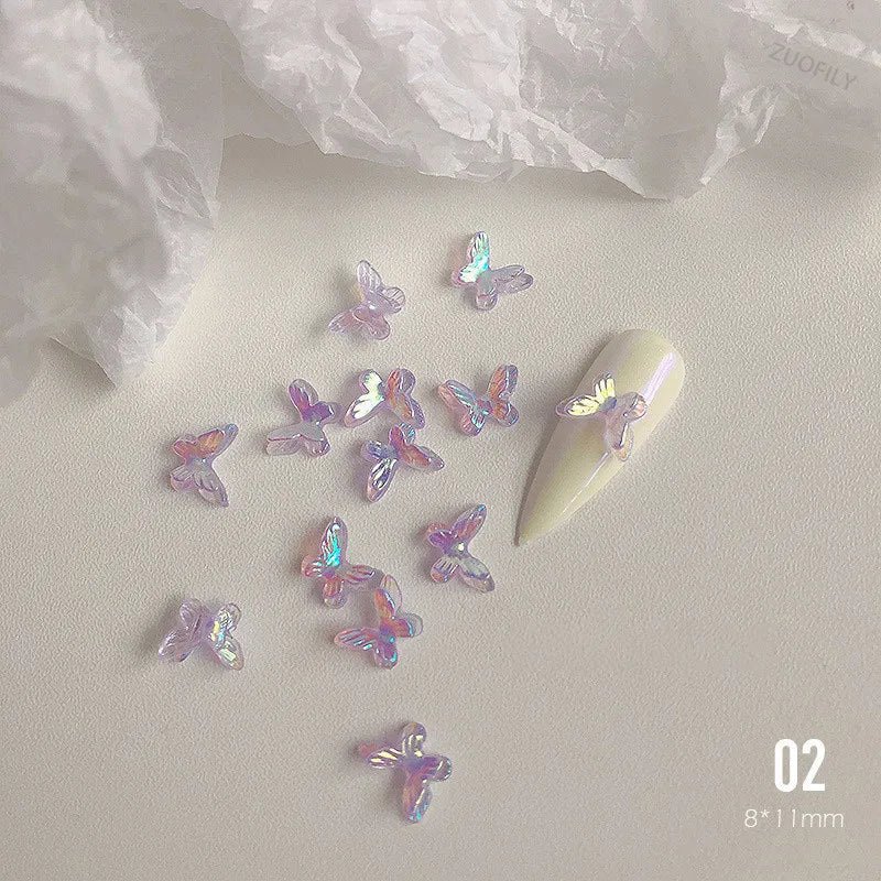 10/20pcs Aurora Glitter 3D Colorful Butterfly Nails Jewelry DIY Resin Manicure Decals Nail Art Decorations Accessories 2021 New Qme 10pcs-02