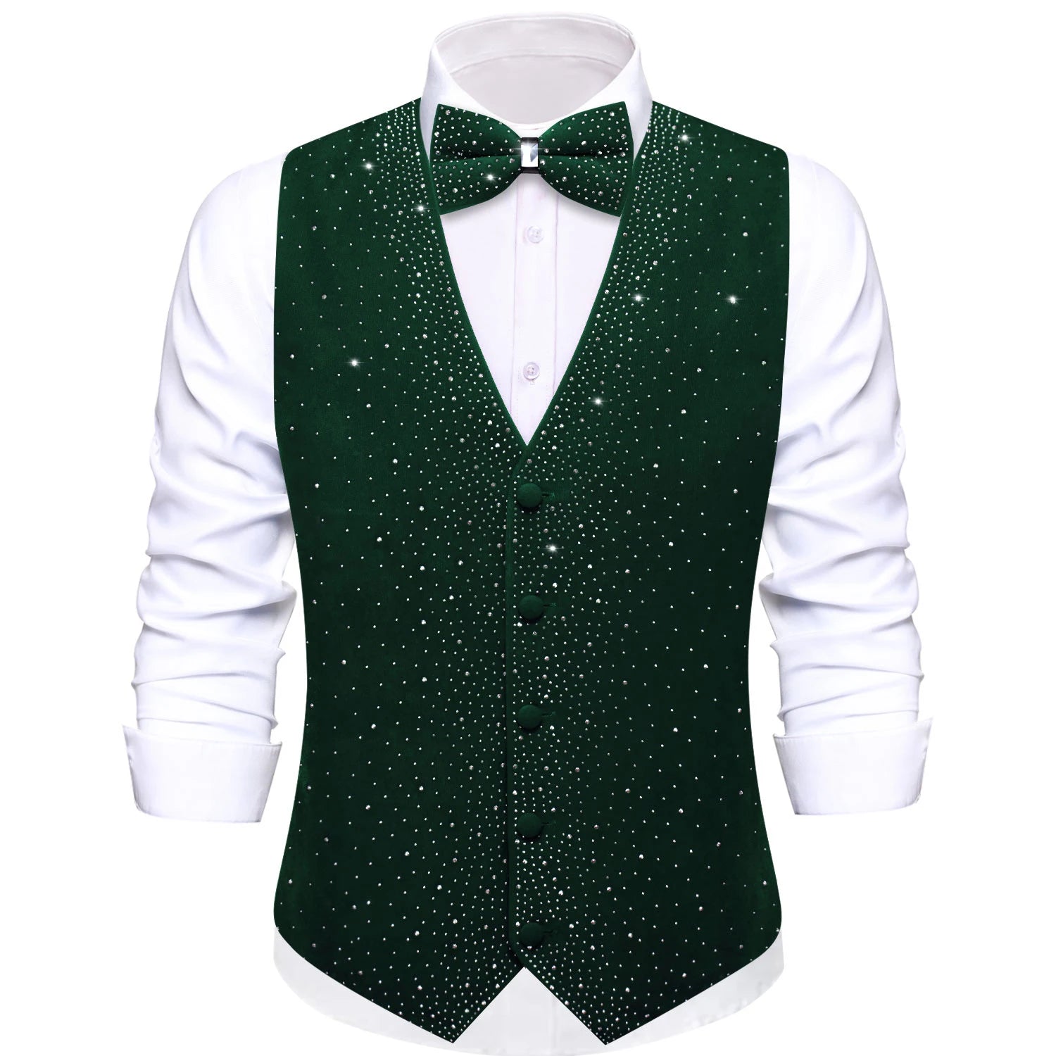 Men's Sparkly Glitter Vest Matching Bow Tie Multi Options Parties Qme HT-MJ-0156 XXXL