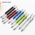 4pcs Father's Day Gift 6-in-1 Multi Functional Pen Set with Pen Core Screwdriver Ruler Level Birthday Graduation Qme Random 4pcs