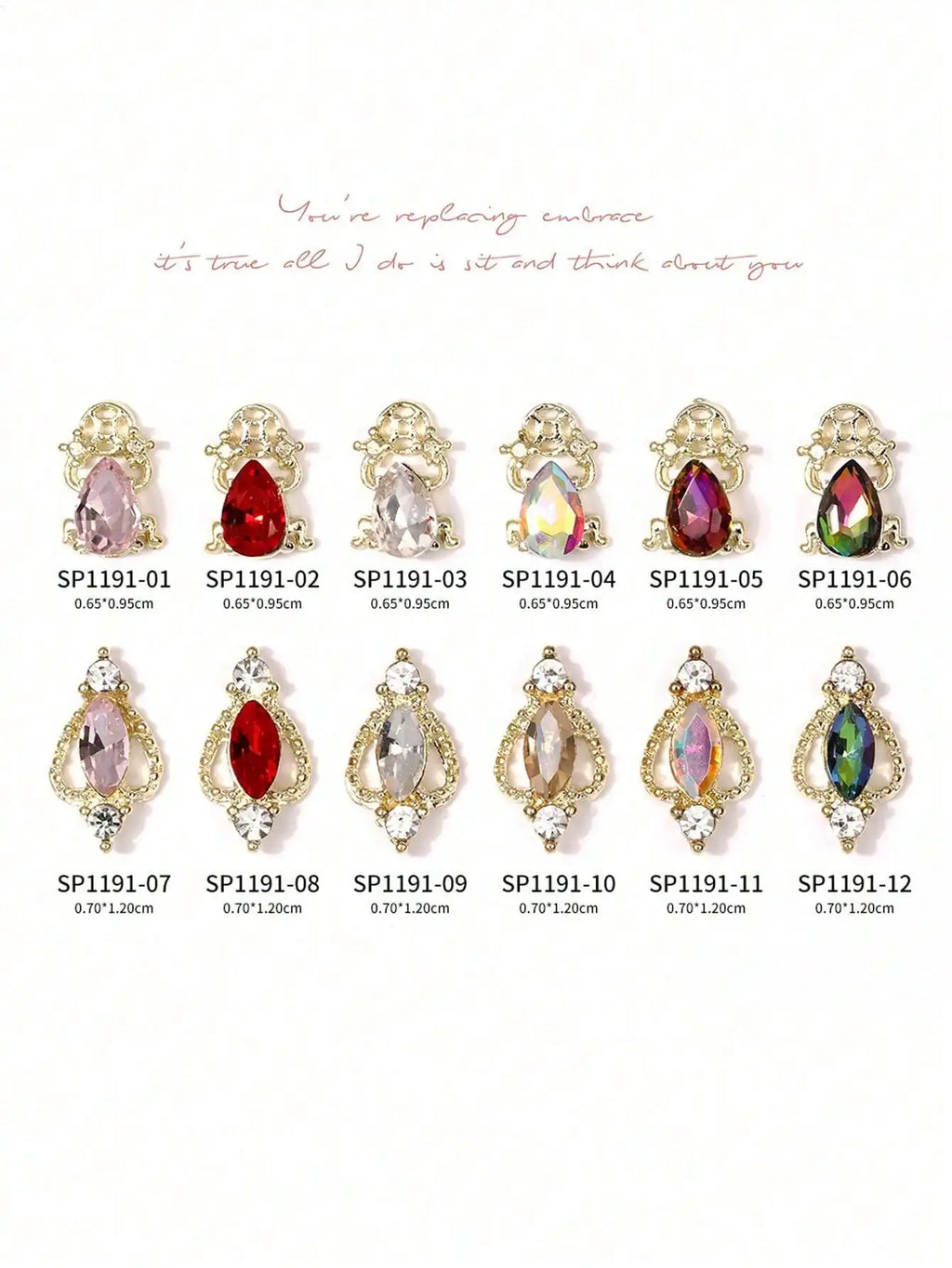 Luxury Long Gold Silver Nail Charms Rhinestone Y2k Unique Design Tips Qme