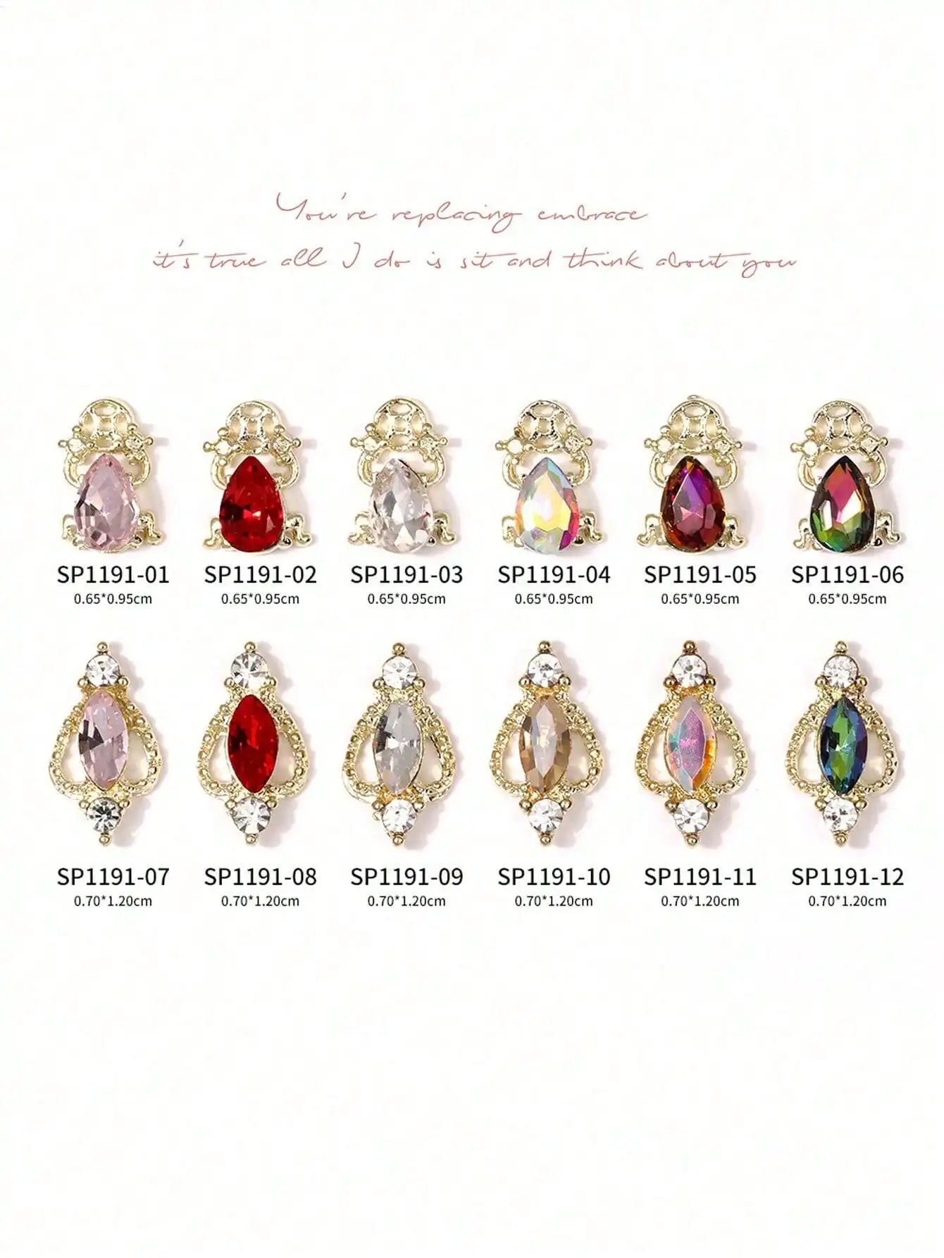 Luxury Long Gold Silver Nail Charms Rhinestone Y2k Unique Design Tips Qme