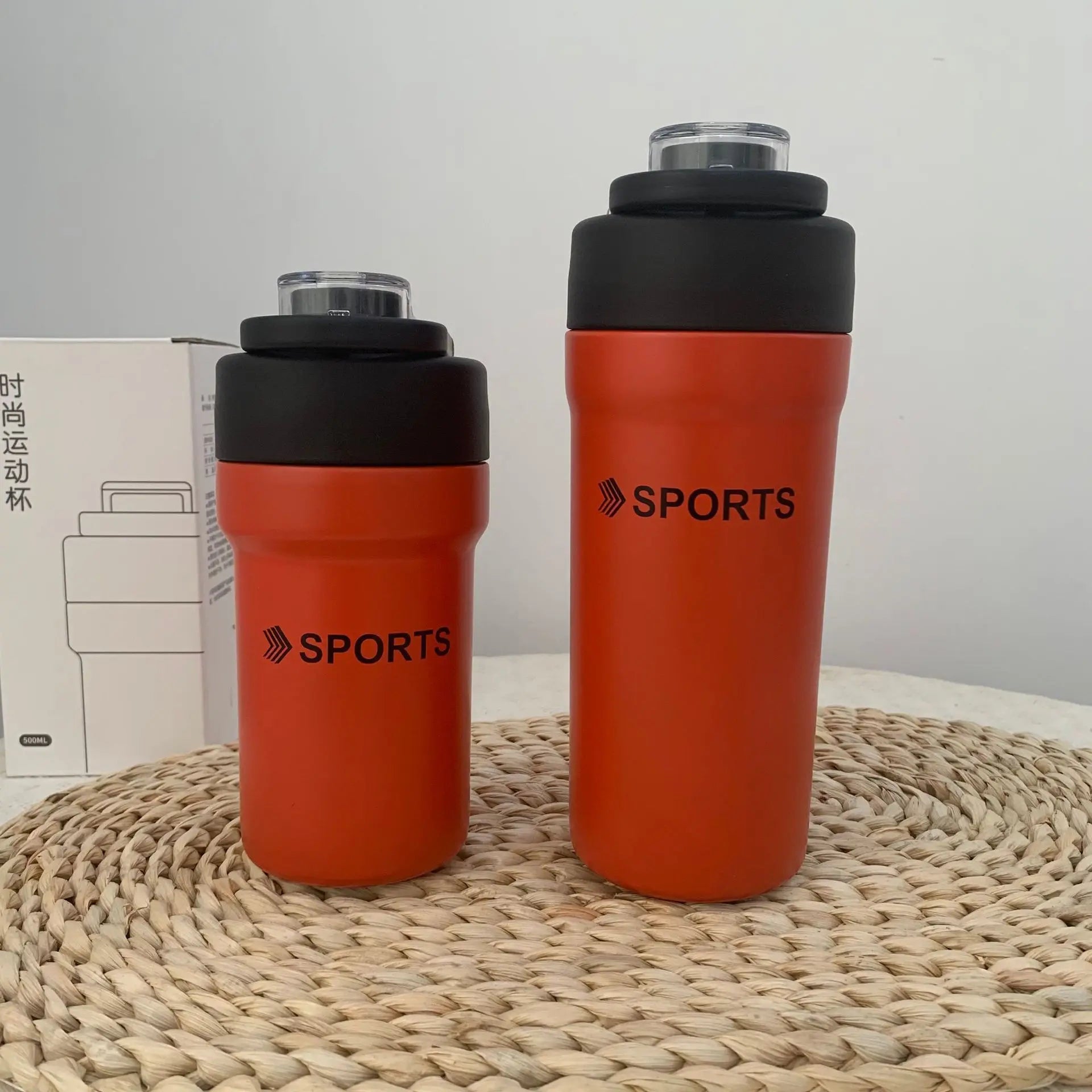 Large Capacity Handheld Outdoor Straw Insulated Water Bottle Qme Brown 500ml