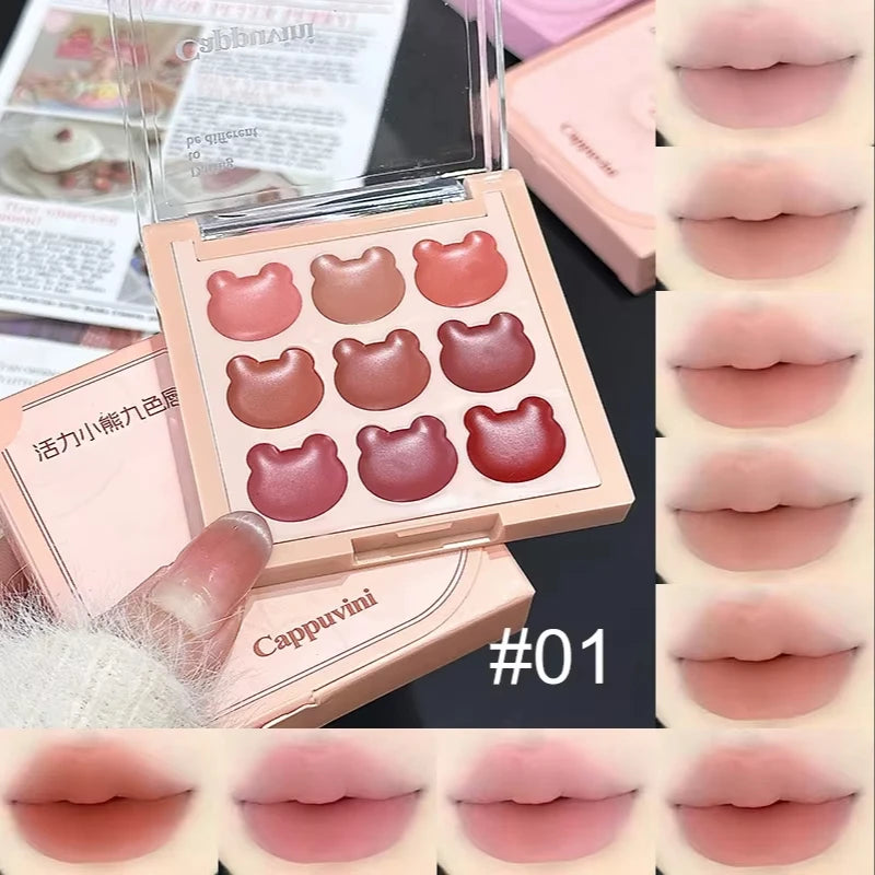 Purplish Orange Nine Colors Lip Mud Velvet Matte Lipstick Makeup Silky Mud Like Texture Lip Gloss Lips Cheeks Dual-use Cosmetics Qme 01
