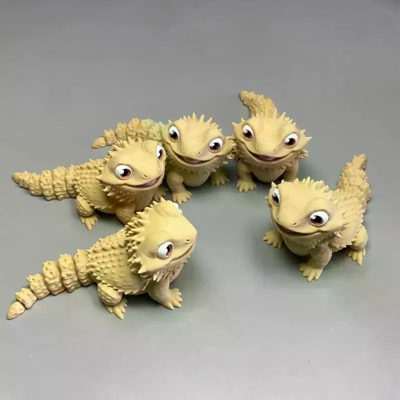 3D Printed Cute Bearded Dragon Figurine Lizard Statue Desktop Ornament Reptile Lover Gift Home Decor Animal Collection Craft Qme