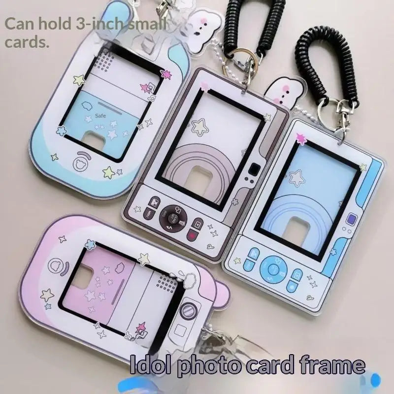 Cute Camera Shaped Clear Photocard Holder Acrylic Material Coil Qme