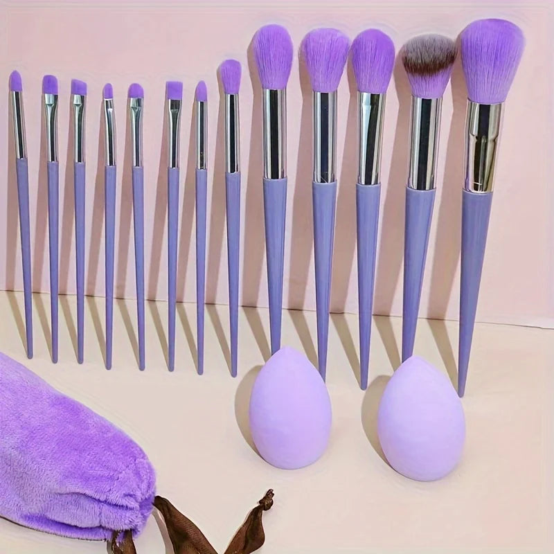 Purple Makeup Brushes Storage Bag Sponge Eyeshadow Concealer Qme