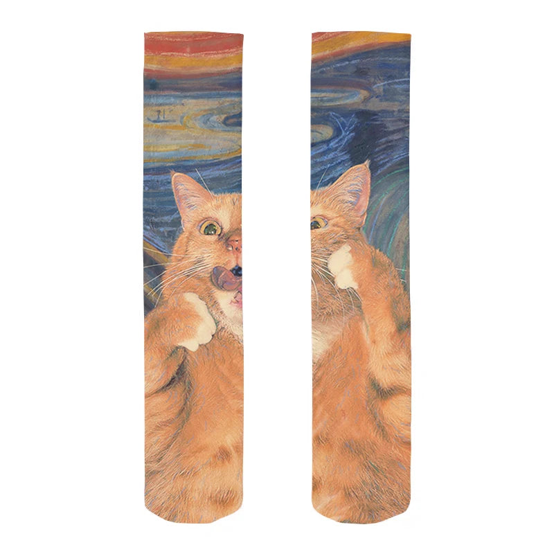 Van Gogh Mural World Famous Painting Sunflower Stockings Women Qme style12