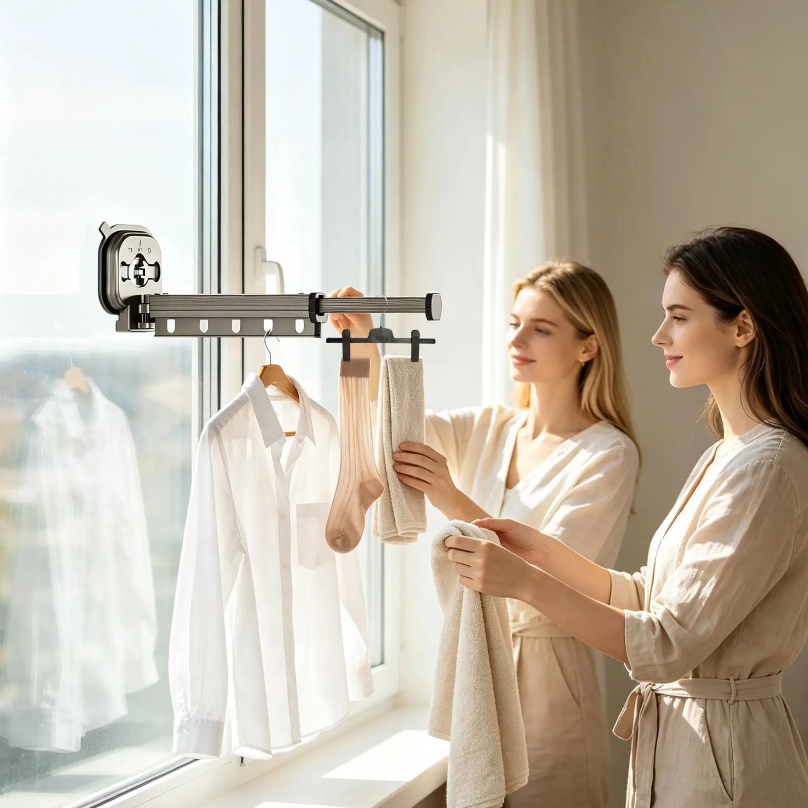 Drying Rack Clothing Rustproof Suction Cup Windproof Hooks Wall Qme