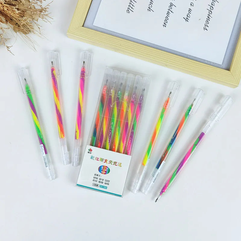 Rainbow Multicolor Gel Pens, 6 Pcs,1.2mm Medium Point Smooth Writing Pens, for Class Notes,Artist ,Journaling Note Taking Qme