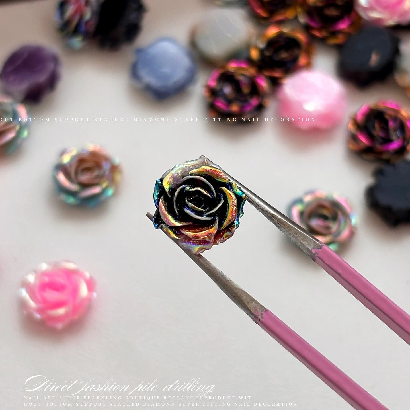 3D Rose Butterfly Nail Charms, Resin Gradient Rose Camellia Flower Insect Flat Back Nail Art Decorations for DIY Press on Nails Qme