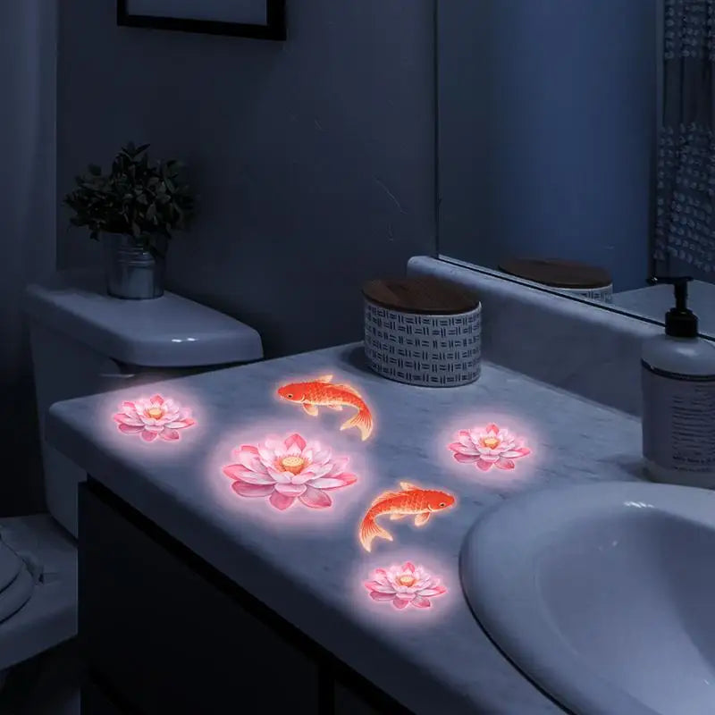 Luminous Koi Fish Decal - Removable Sink & Toilet Sticker - DIY Feng Shui Decoration for Modern Bathroom Renovation Qme