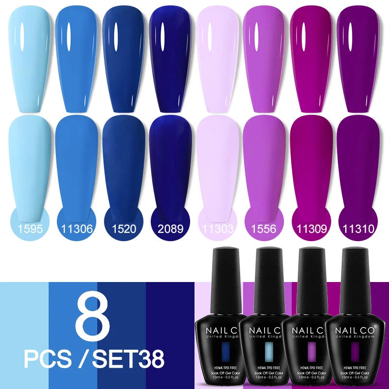 NAILCO Sparkly Rose Red Purple Gel Nail Polish Art Vernis Nails Qme NC-ZB-8H-ZH38