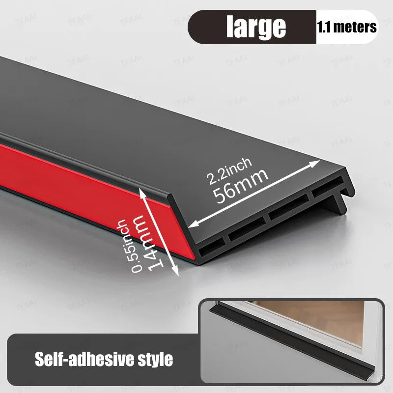 1.1M TPE Windows Water Retaining Strips Heat Cold-resistant Sliding Window Weather Strip Easy Installation Windproof Seal Strip Qme Outer Window-56mm 1.1M