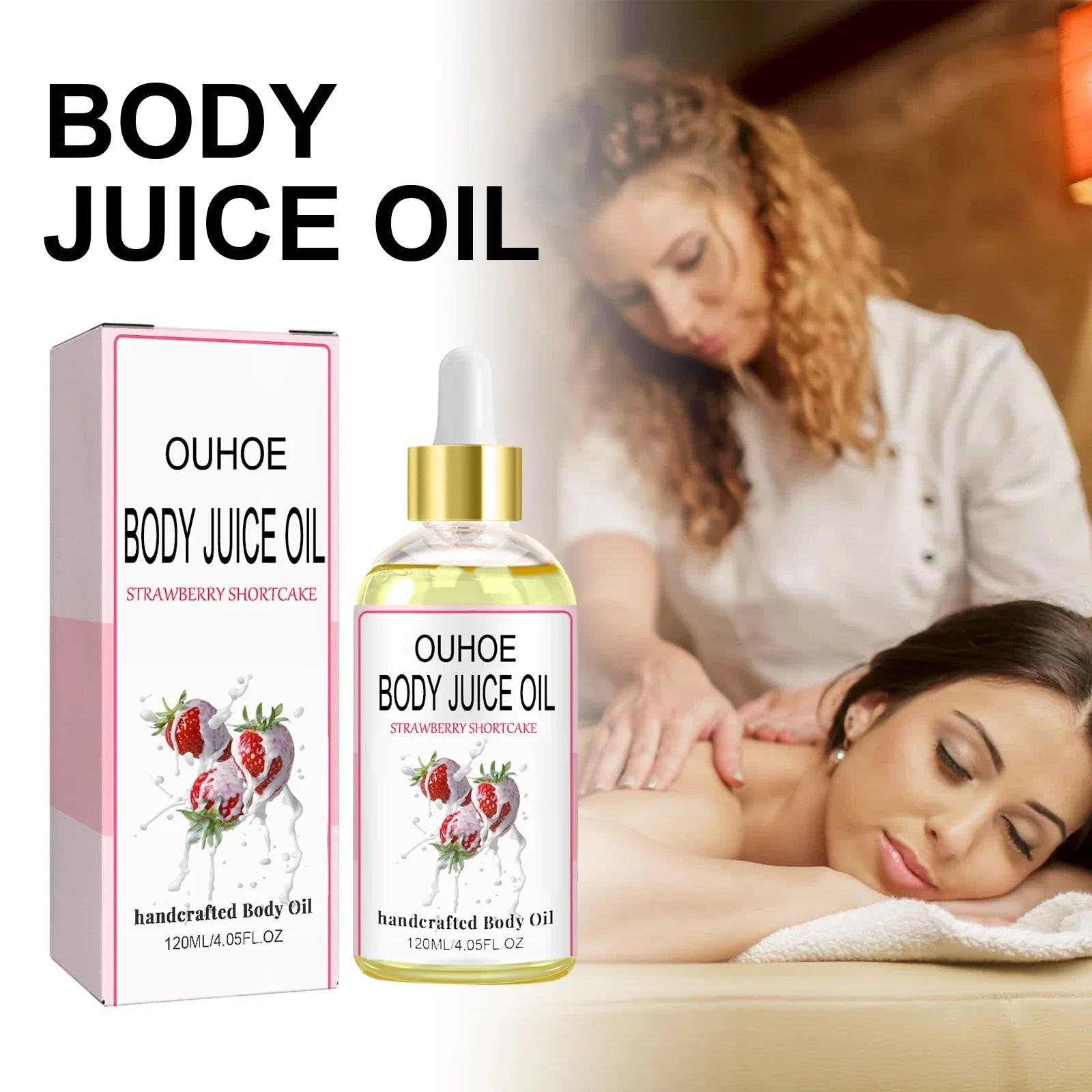 Strawberry Body Juice Oil Fragrance Moisturizing Relieve Dry Care Lighten Spots Firm Smooth Skin Relaxing Massage Essential Oil Qme