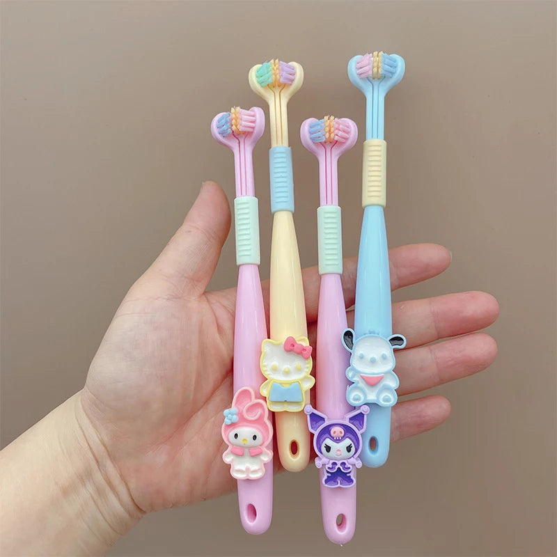 Hello Kitty Kuromi Three-sided Toothbrush Cute Student Soft Bristles Qme