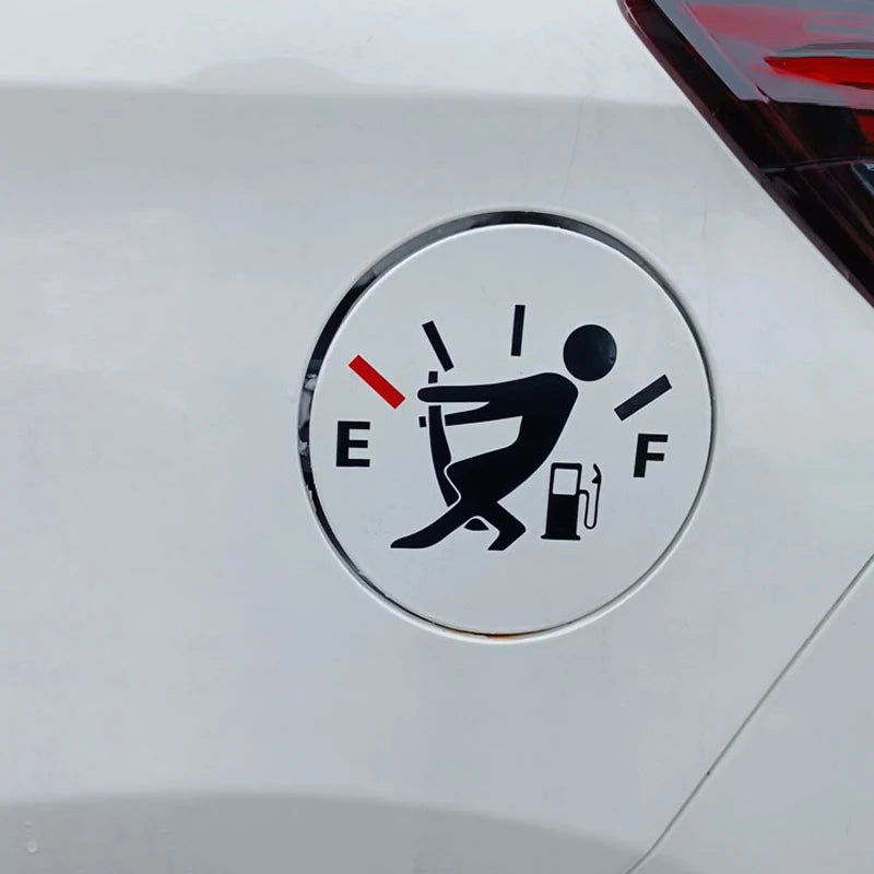 Funny Car Sticker Fuel Consumption Humor Waterproof Empty Gauge Decal Qme