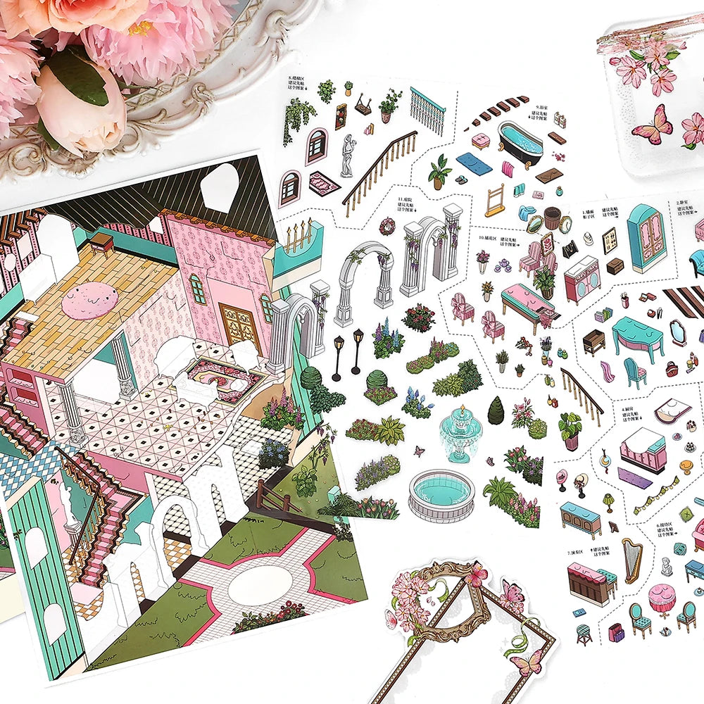House Diorama Sticker Set, Must-Have for Craft Lovers, Fun Relaxing Activity, Stress Relief Game, Perfect Gift Qme