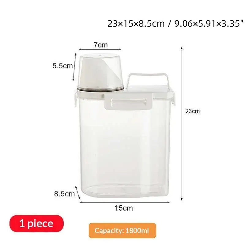 Plastic Food Storage Containers Sealed Lids Measuring Cup Kitchen Qme 175L White