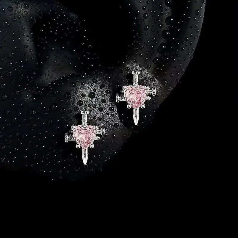 Y2K Silver Wing Heart Cartilage Earrings Star Cross Snowflake Dangle Stud Earrings For Women Punk Party Jewelry Qme A4