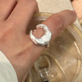 Matte Exaggerate Frosted White Series Crescent Moon Finger Rings for Women Girl Hip Hop Fashion New Jewelry Gift Party Rock Qme resizable baijin