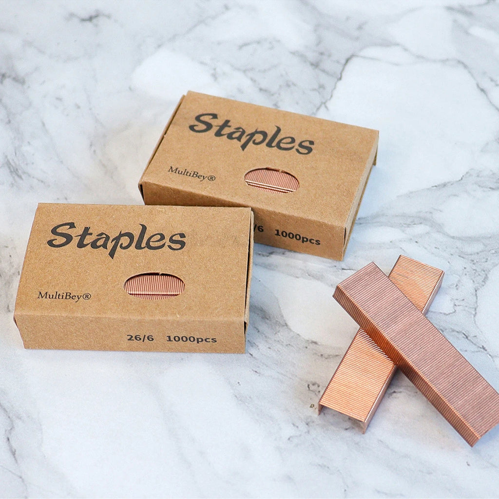 1000Pcs/Box Rose Gold Metal Office Standard Stapler Staples 26 / 6 Binding Machine School Supplies Accessories Qme Default Title