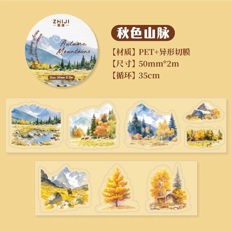 2M/Roll INS Landscaping PET Tape Washi Stickers Decorative Natural Scenery Tapes For Scrapbooking Magazine Aesthetic Stationery Qme C