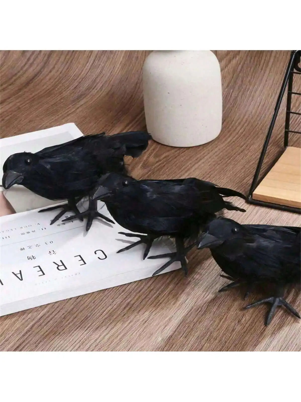 1 Halloween Horror Black Crow Model Fake Birds Beasts Party Home Qme
