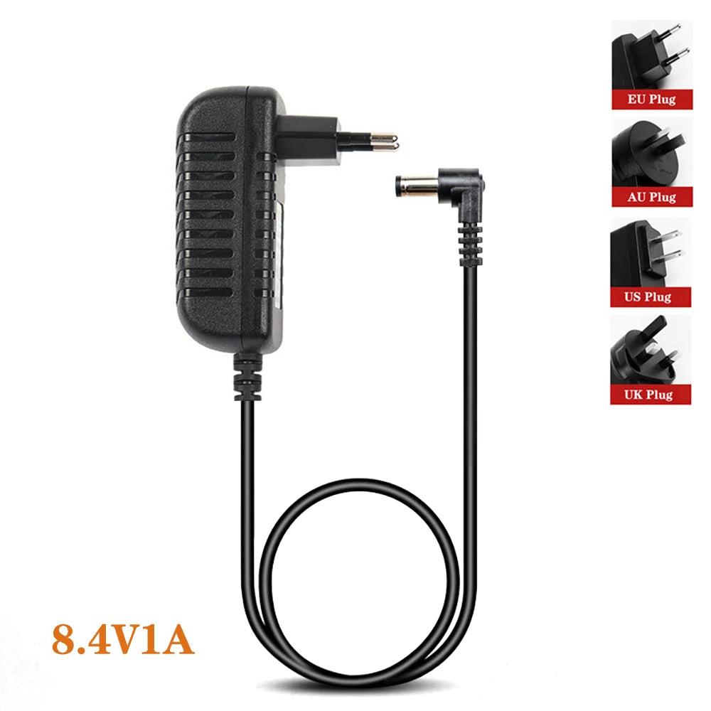 4.2V 8.4V 12.6V 16.8V 21V 25.2V 29.4V 1A 2A 3A 18650 Lithium Battery Charger for Lithium Battery Pack 90 Degree Elbow Qme 8.4V1A EU PLUG