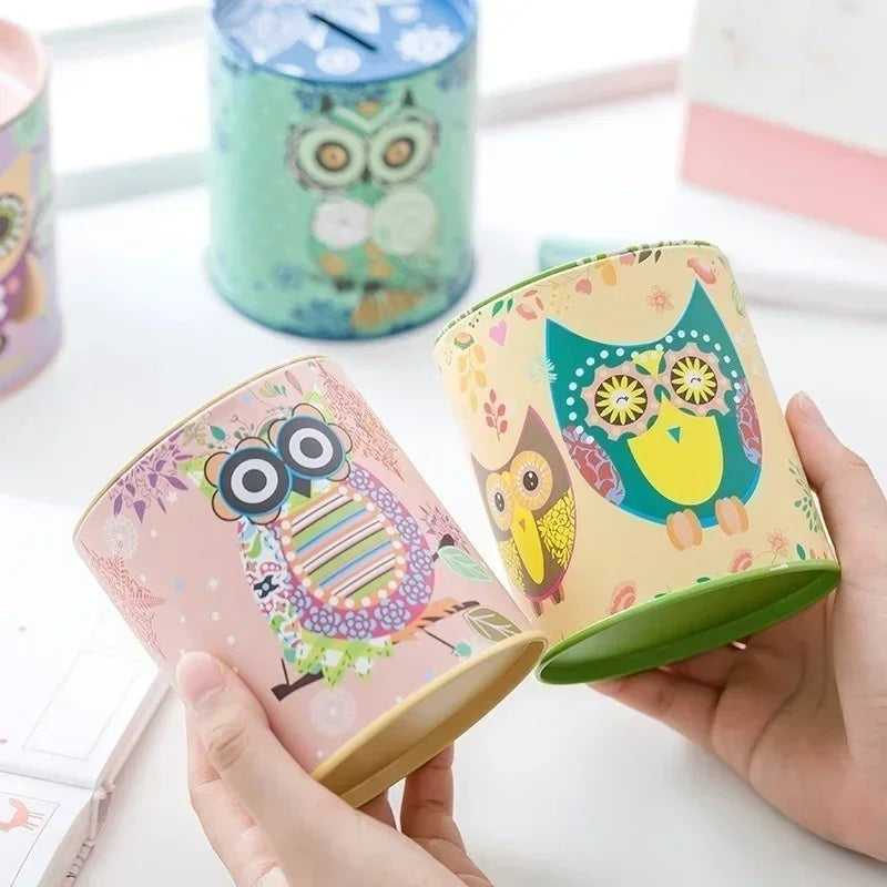 Metal Piggy Bank Coin Box Jewelry Storage Mini Tin Cute Organizer Qme
