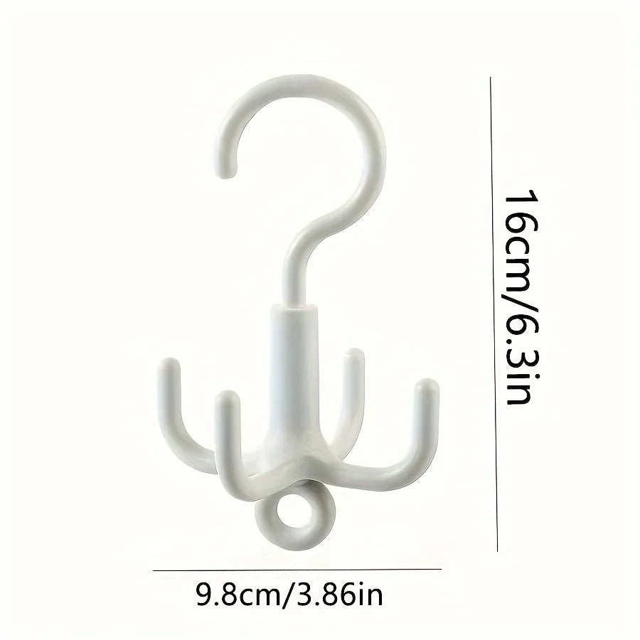 1pc Multifunctional Rotating Clothes Hook - Punch-Free, 4-Claw Rotation, Coat Hanger, Belt Organizer, Scarf Storage Rack Qme
