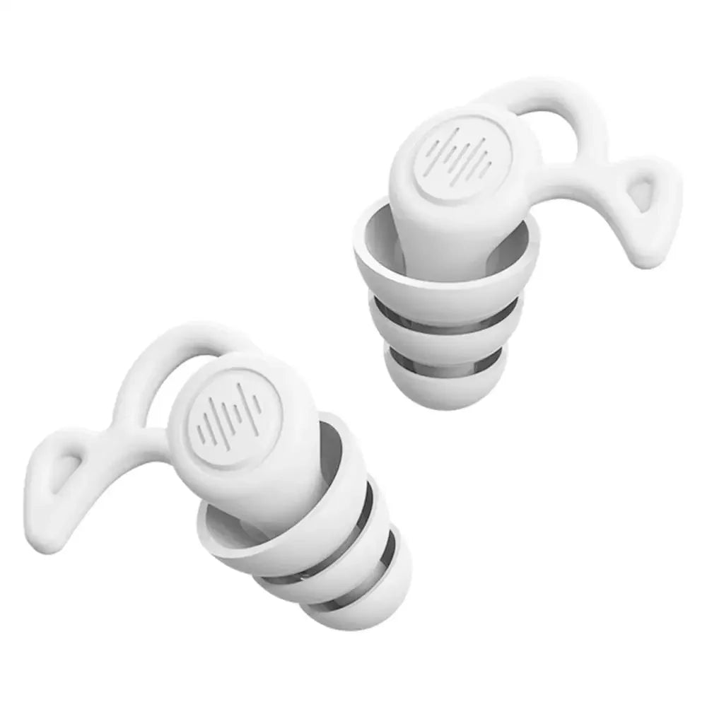 10PCS 3 Layer Anti Noise Silicone Reusable Earplugs - Waterproof for Swimming, Sleeping, Diving, Surf - Soft Comfort Ear Qme China Mainland White