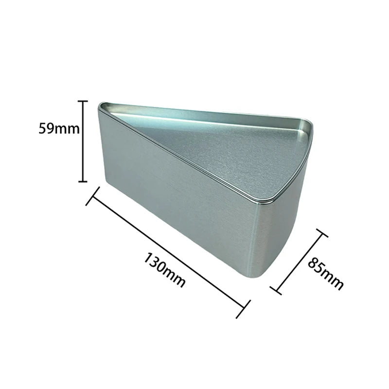 Rectangular Tinplate Cookie Tins Box Lid Dustproof Home Kitchen Qme triangle Silver