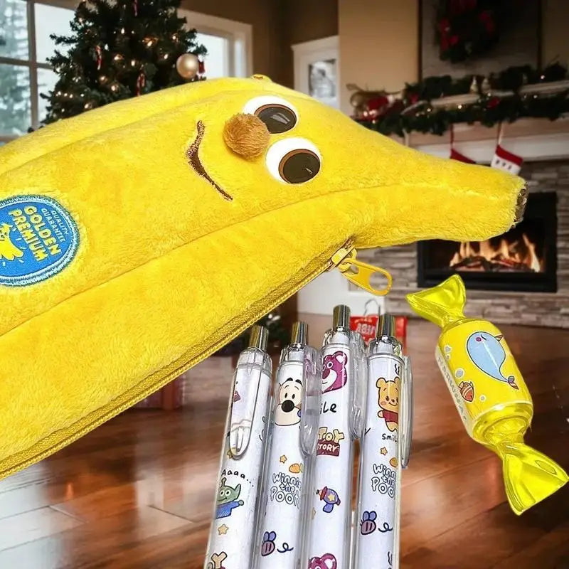 Cute Cartoon Banana Pencil Case Plush Storage Bag Creative Humorous Qme