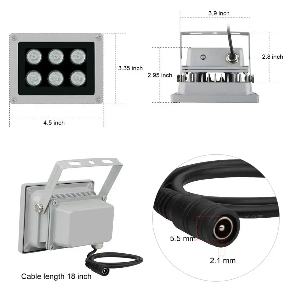 Infrared Lamp Array 6pcs 90 - 60 - 45degree IR Illuminator for CCTV Camera Outdoor IP65 Waterproof Night Vision Qme