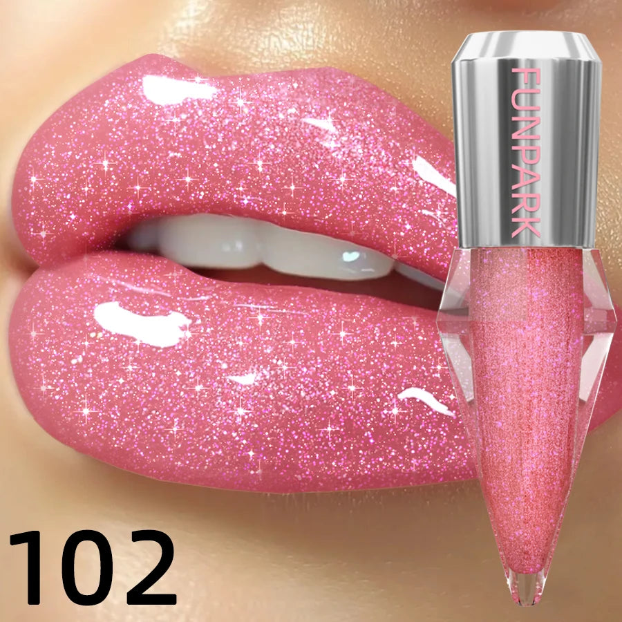 8 Glitter Shimmer Lip Gloss Moisturizing Tinted Fuller Effect Diamond Qme 102