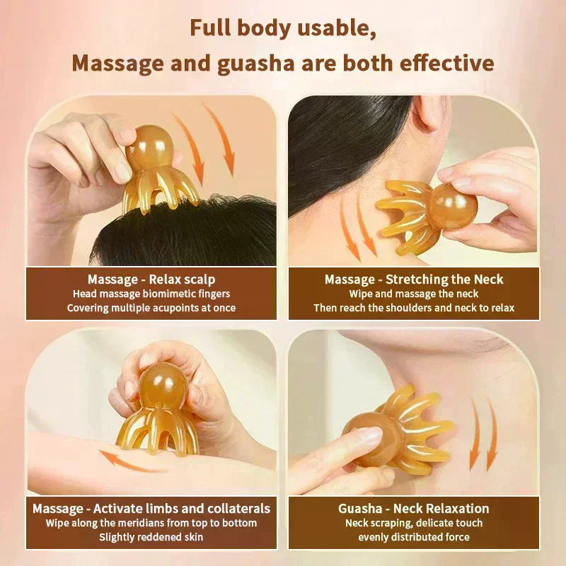 Resin Octopus Shaped Head Meridian Acupoint Massage Comb Wide Tooth Qme
