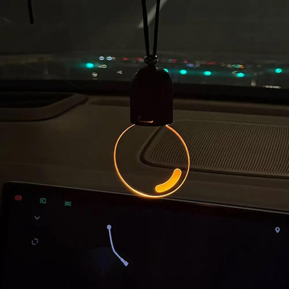 Car Rearview Mirror Pendant Decor Flat Acrylic Retro Light Bulb Atmosphere Ambient Light Interior Decoration for Car Qme