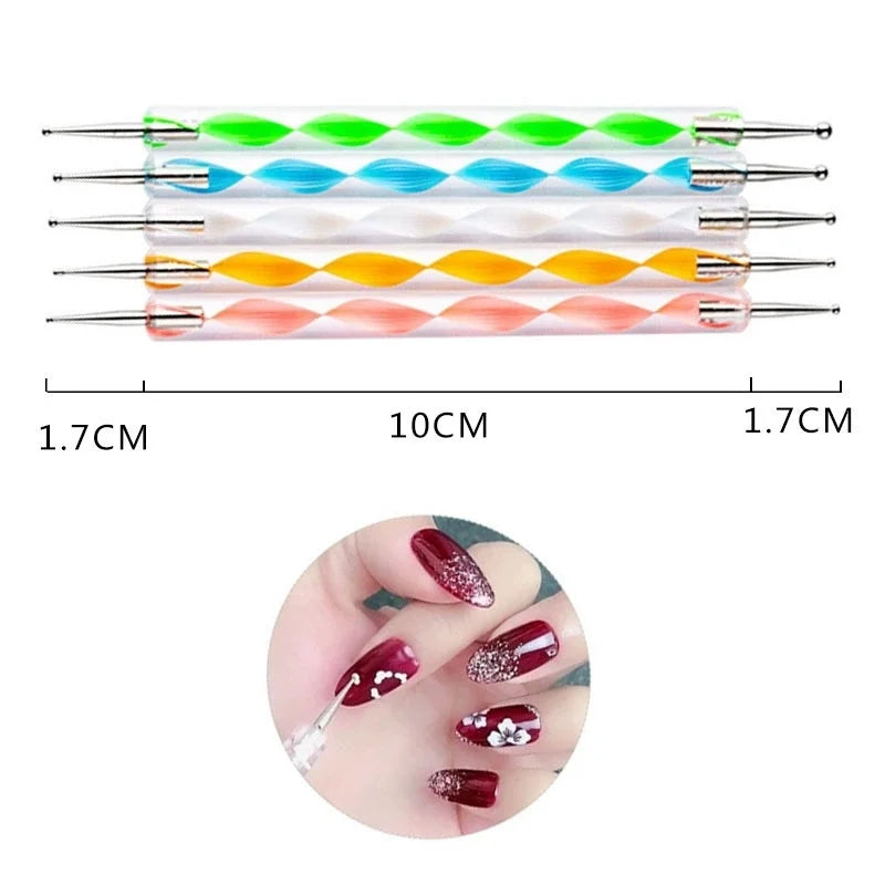 5/10/20pcs mix Nail Dotting Pen Creative DIY Nail Art Dotting Painting Tools Rotatable Ballpoint Dotting Nail Point Drill Pen Qme
