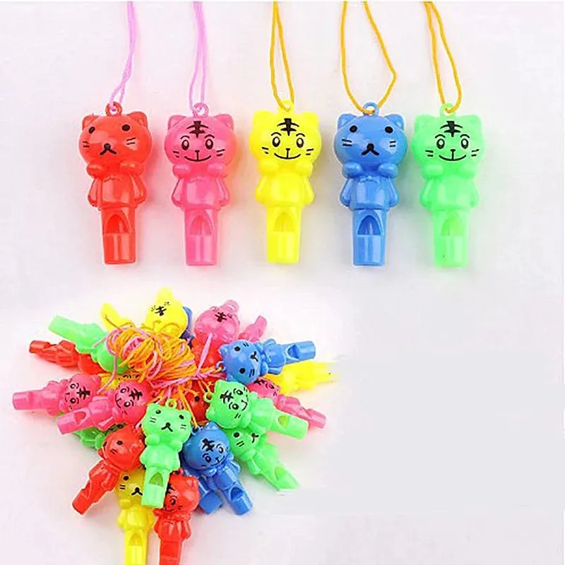 10PCS Random style Cute Animal Cat Plastic Whistle Referee Sport Cheerleading Toys And Kids Children Birthday Party Favors Gifts Qme 10PCS