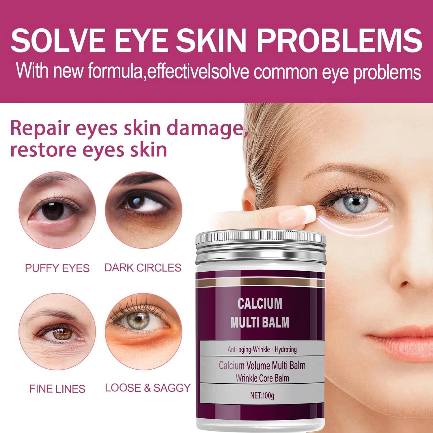 Calcium Multi Balm with Retinol & Bee Venom - Hydrating Wrinkle Core Formula to Moisturize, Nourish & Soften Skin. Qme
