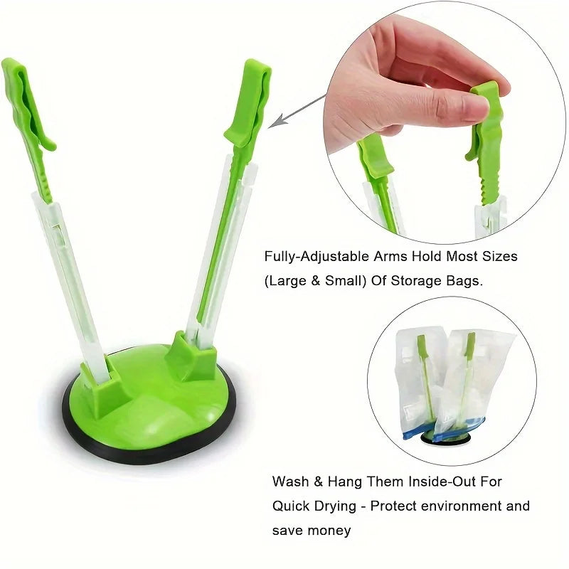 The Ultimate Kitchen Gadget: Plastic Bag Holder, Sandwich Holder, Food Storage Bag Clip, and More! Qme